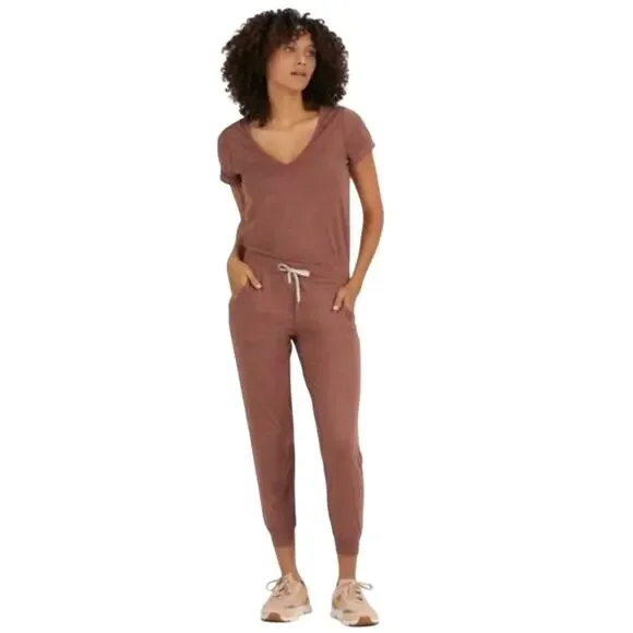 Vuori All Day Jumpsuit Short Sleeve Rolled Crop Terracotta Heather Brown Size XL - Picture 7 of 14